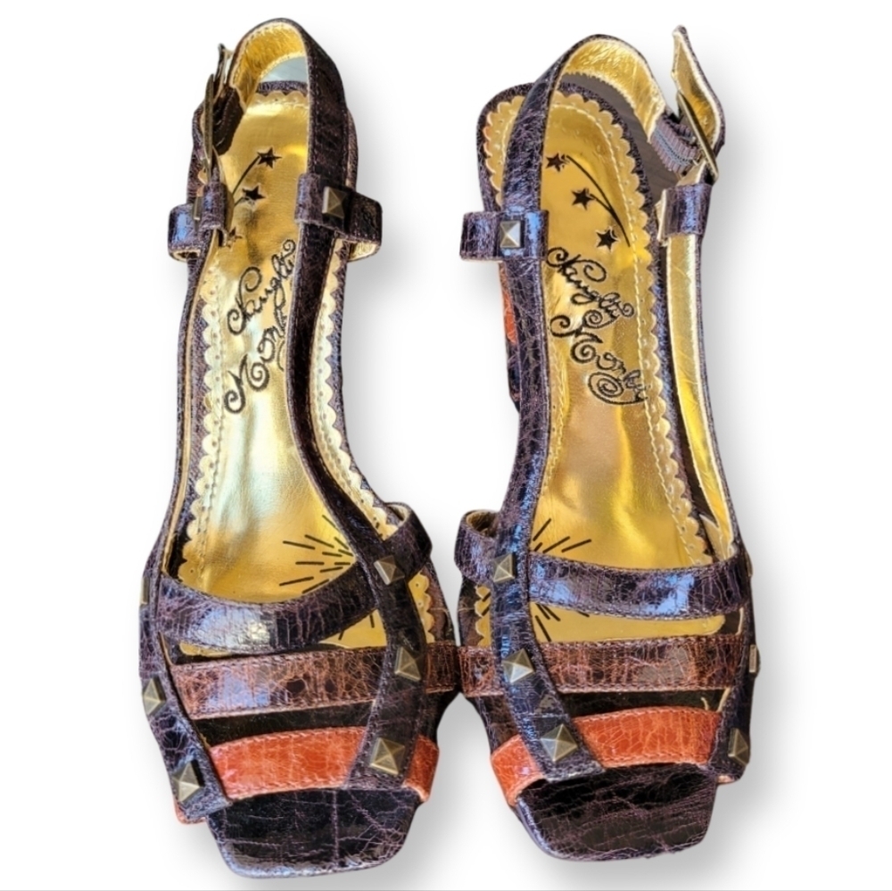 Naughty Monkey Brown Patchwork Heels Guc - image 1